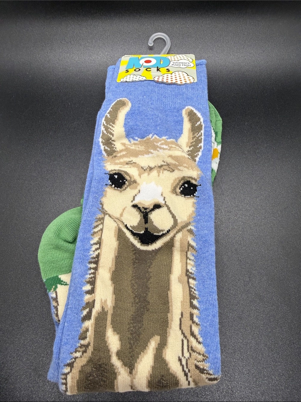 Women's Knee High Mod Socks Lovely Llama Heather Cornflower NWT